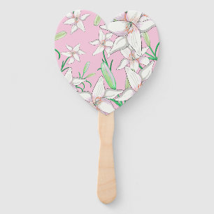 Leque Lillies Brancos na Ilustração de Fundo Rosa