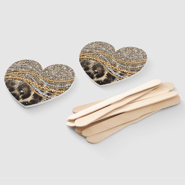 Leque Linda Trendência Leopard Faux Impressão Animal (Desmontado)