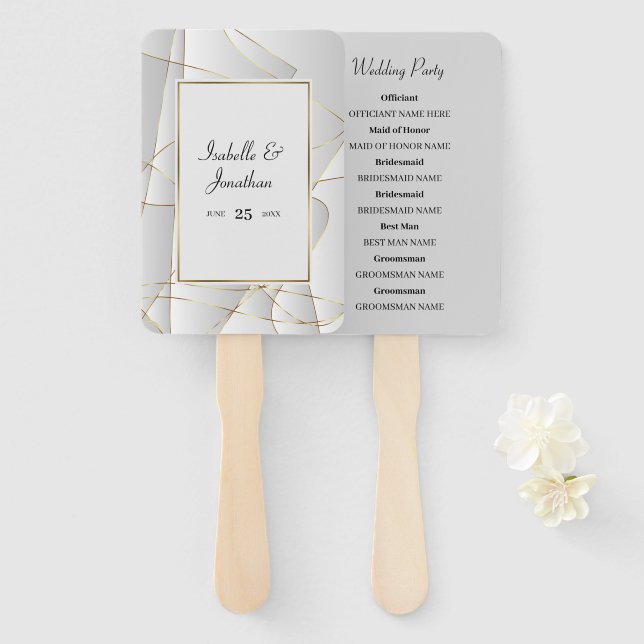 Leque Linhas de ouro (Frente e Verso)