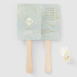 Leque Linhas Douradas Abstrato de Casamento V1 Sage ID86