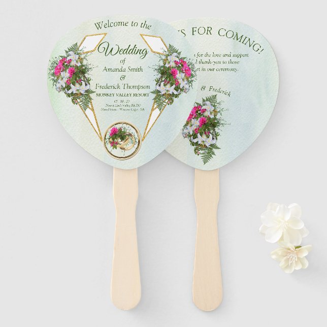 Leque Lírios brancos Amaryllis, Buquês (Frente e Verso)