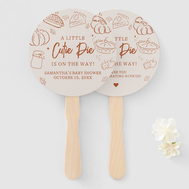 Leque Little Cutie Pie Fall Baby Shower (Frente e Verso)