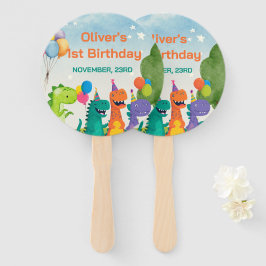 Leque Little Dino 1st Birthday Set of Fans