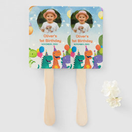 Leque Little Dino 1st Birthday Set of Fans