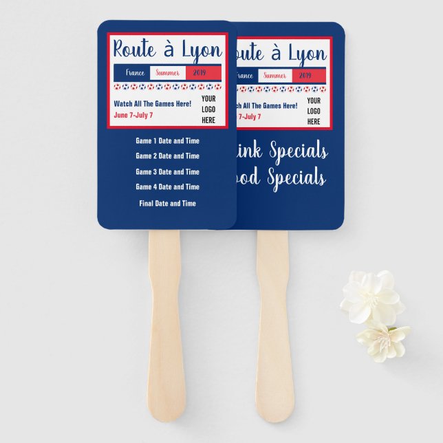 Leque Logotipo do Partido Mundial Lyon - Rodovia de fute (Frente e Verso)