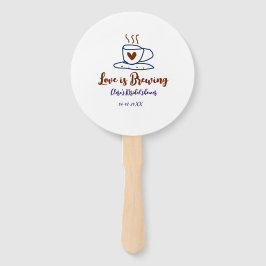 Leque Love is Brewing brown blue bridal shower add name 