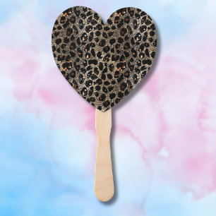 Leque Luxo Glitter Marrom Preto Dourado Estampa Leopardo