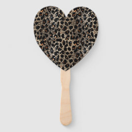 Leque Luxury Glitter Brown Black Gold Leopard Pattern