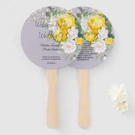 Leque Luzes russas Ventilador Amarelo Floral de Casament