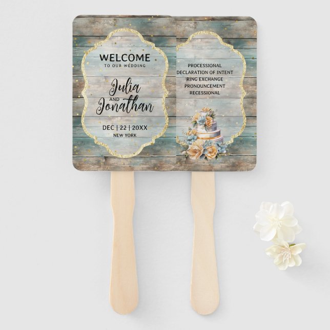 Leque Madeira chique Pastel (Frente e Verso)