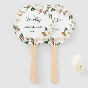 Leque Magnolia Cotton & Floral Wedding Bem-vindo