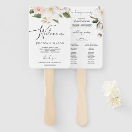 Leque Magnolia Cotton Wedding Program Fan Loving Memory