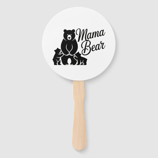 Leque Mama Bear with Cubs Cute Family Bear (Frente)