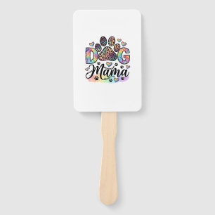 Leque Mamãe Cachorro Pata Leopardo Arco-íris Aquarela Co