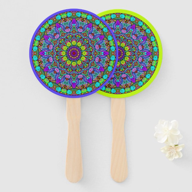 Leque Manipular a pintura Mandala Relógio Face 4 (Frente e Verso)