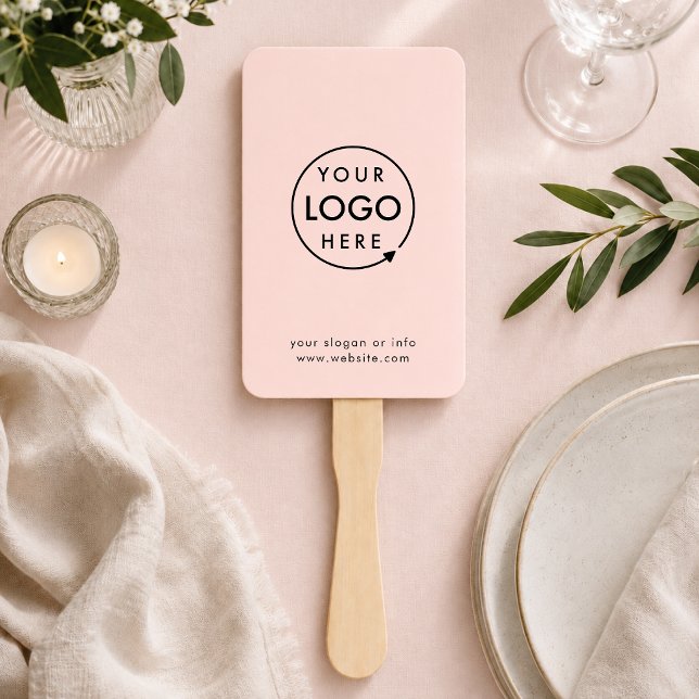 Leque Manual | Remo de Evento DIY Rosa com Logotip (Personalized paddle fans guests can use at ceremonies, galas, conferences, and warm venues)