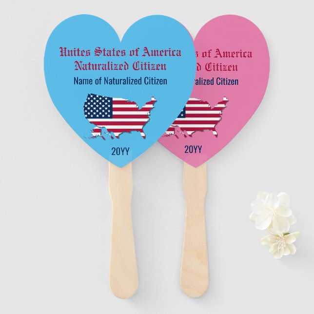 Leque Mapa de Sinalizador Personalizado dos EUA - Azul R (Frente e Verso)