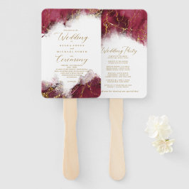 Leque Marble Glitter Wedding Program Burgundy ID644 Dour