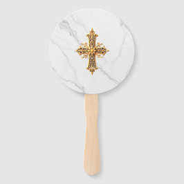 Leque Marble Look Hand Fan com cruz