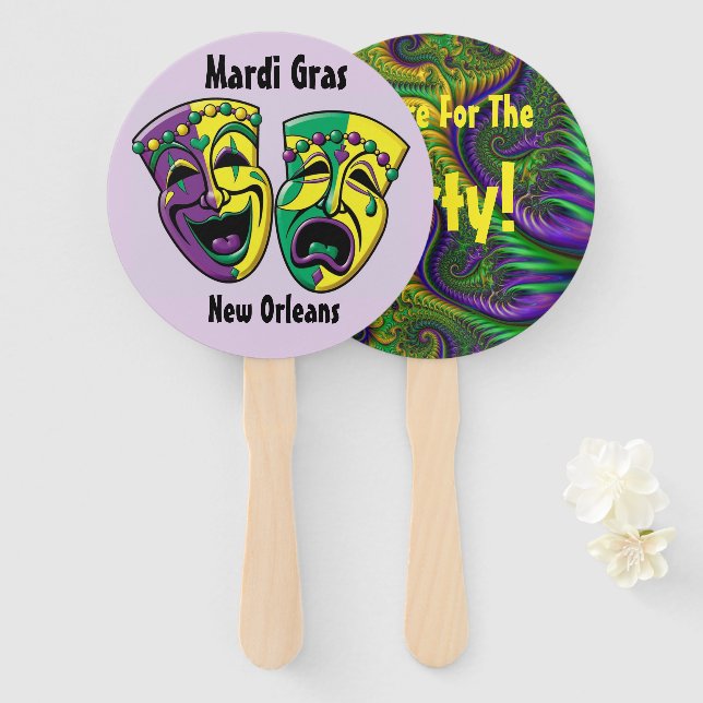 Leque Mardi Gras Fan New Orleans Mardigras (Frente e Verso)