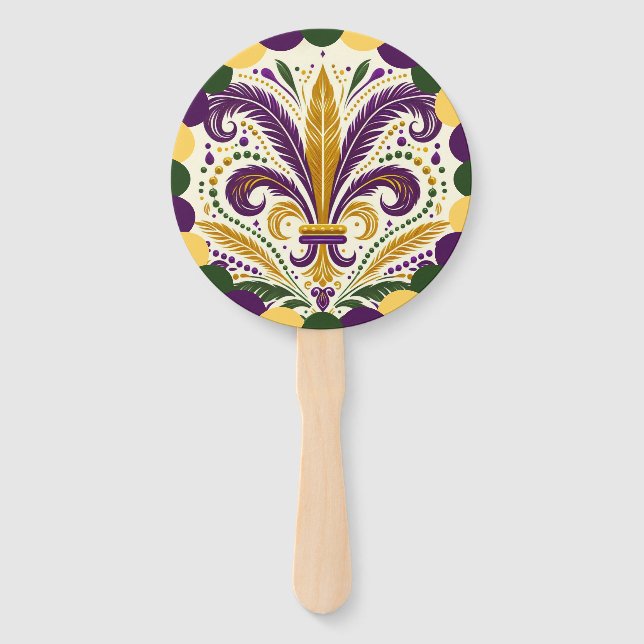 Leque Mardi Gras flor-de-lis (Frente)