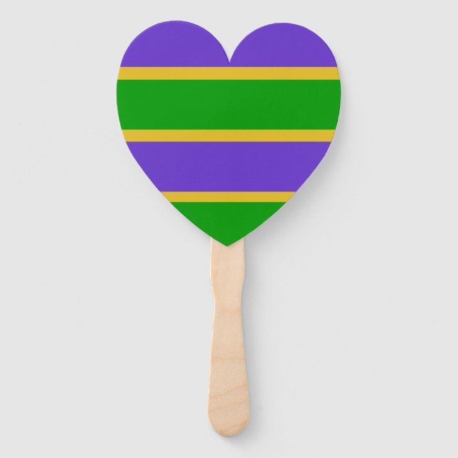 Leque Mardi Gras Stripes Heart (Frente)