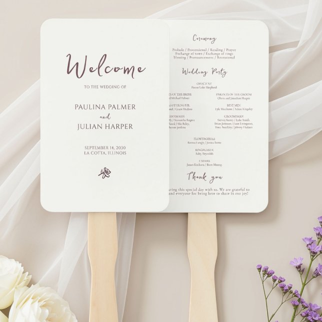 Leque Marfim e Burgundy | Programa de Casamento de Flore (Criador carregado)