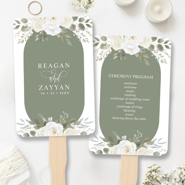 Leque Marfim e Salvia Programa de Casamento Floral Elega (Criador carregado)