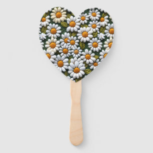 Leque Margaridas Brancas Crochê Flores Silvestres da Pri