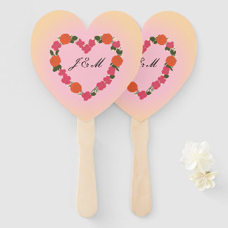 Leque Mariage rose et orange Lot 10