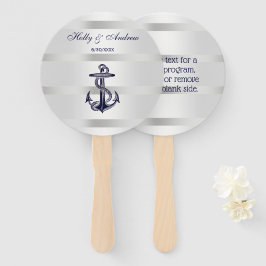 Leque Marinho Náutico Prata de Âncora Azul Wt BG Casamen