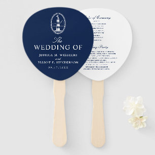 Leque Marinho Personalizado do Farol de Casamento de Tem