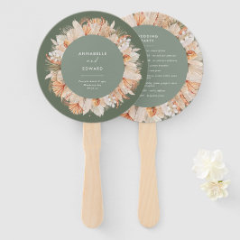 Leque matrimônio elegante, escrito botânico seco, sage g