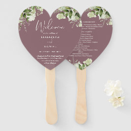 Leque Mauve Greenery Wedding Program Heart