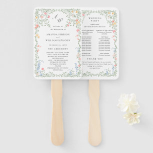 Leque Meadow Pastel French Rosas Floral Weding Program
