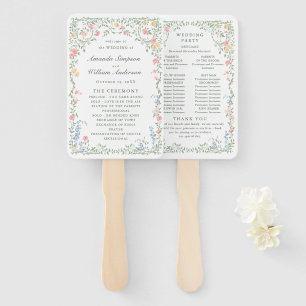 Leque Meadow Pastel French Rosas Floral Weding Program