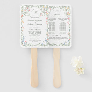 Leque Meadow Pastel French Rosas Floral Weding Program