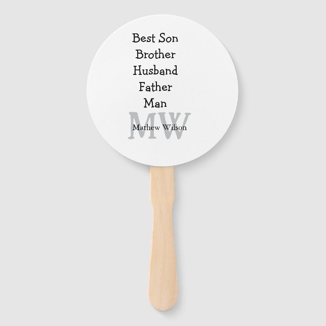 Leque Melhor homem filho marido pai aspas adiciona texto (Frente)