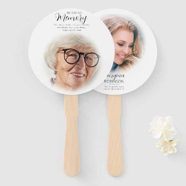 Leque Memorial Moderno Antes e Após Foto (Frente e Verso)