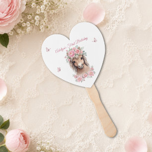 Leque Menina Fofa Cavalo Floral Rosa Primeiro Aniversári