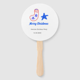 Leque Merry Christmas blue star red stockings name date