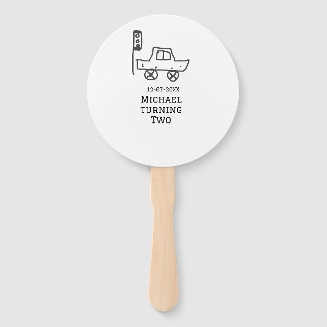 Leque Michael turning two birthday toy car traffic light (Frente)