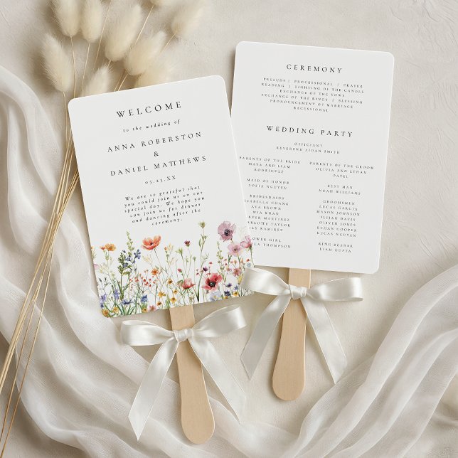 Leque Minimal Wildflower Wedding Program (Criador carregado)