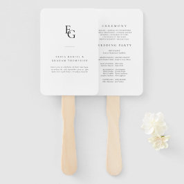 Leque Minimalist Monogram Wedding Ceremony Fan Program