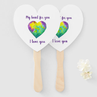 Leque Minimalista eu te amo Dia de os namorados arco-íri