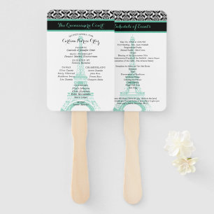Leque Mint Green e Black Paris Quinceanera Program
