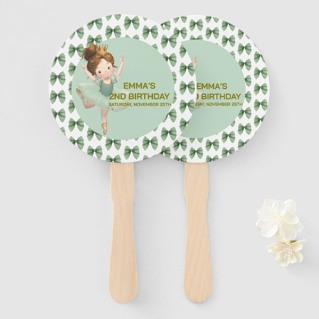 Leque Mint Green Little Princess Ball Set of Fans (Frente e Verso)