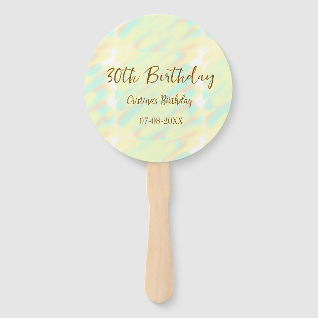 Leque Mocho de cor laranja aniversário de 30 anos amarel (Frente)