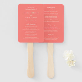Leque Modern Bold Vibrant Coral Simple Wedding Program
