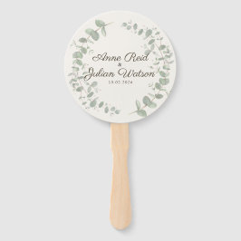 Leque Modern Brown eucalyptus leaves Program Hand Fan